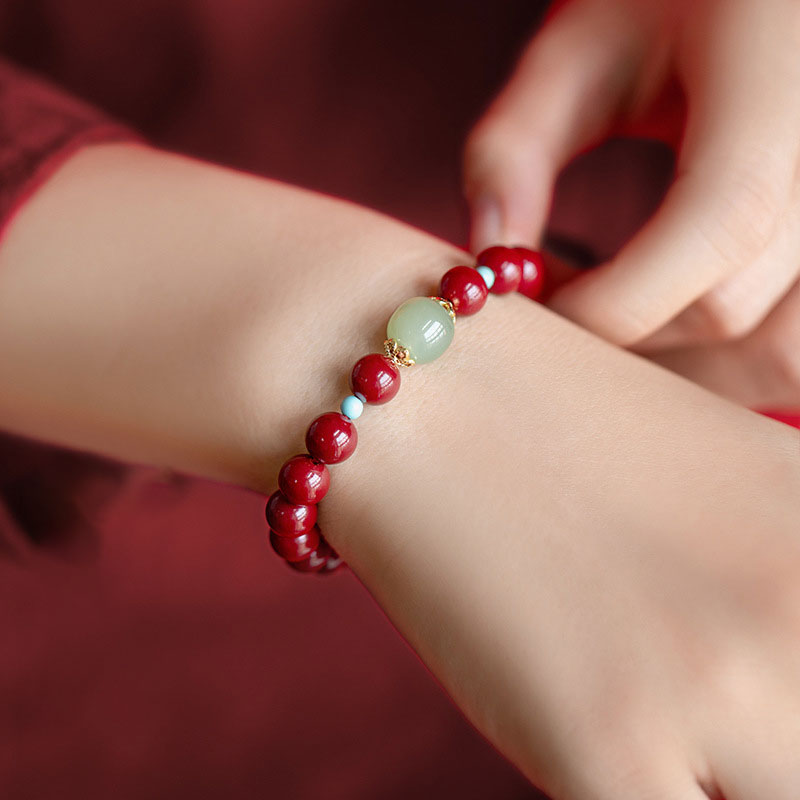 Nimara Ritual Cinnabar Green Aventurine Fortune Luck Bracelet