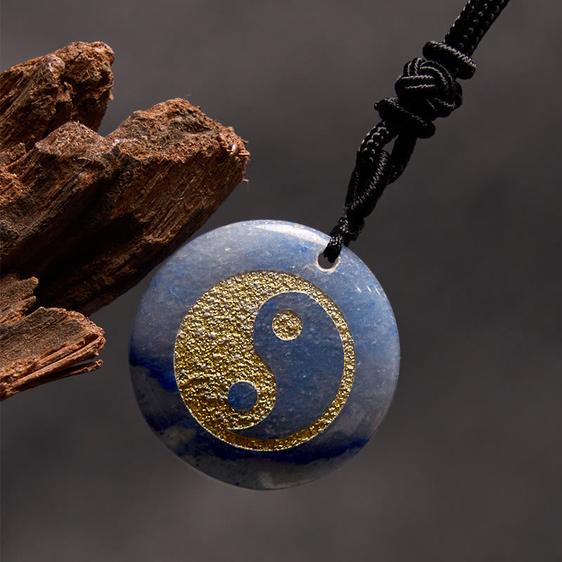 Nimara Ritual Various Crystal Amethyst Tiger Eye Green Aventurine Yin Yang Spiritual Necklace Pendant
