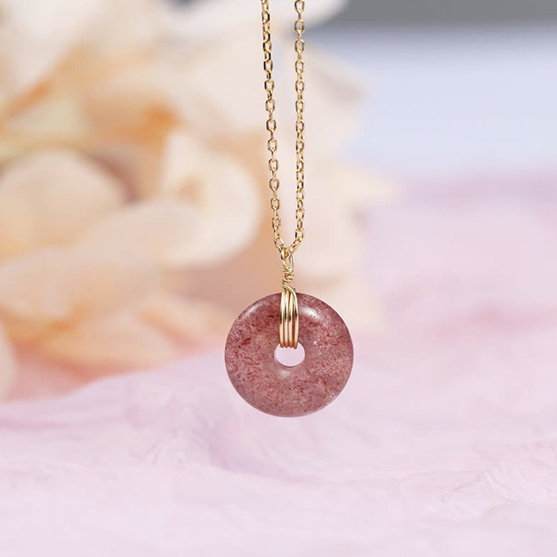 Nimara Ritual 925 Sterling Silver Strawberry Quartz Healing Positive Necklace