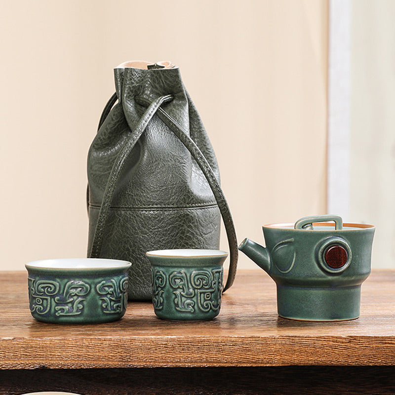 Nimara Ritual Sanxingdui Ceramic Teacup Kung Fu Tea Cup With Bag