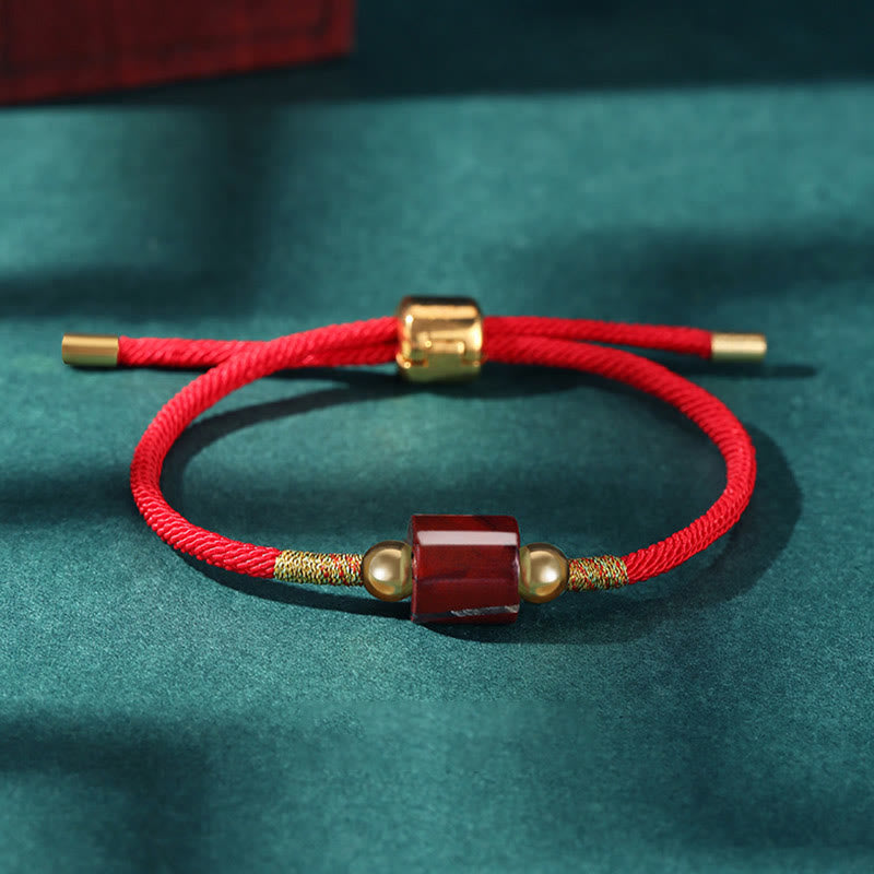 Nimara Ritual Tibet Handmade Green Aventurine Red Stone Malachite Luck Protection Braided Rope Bracelet