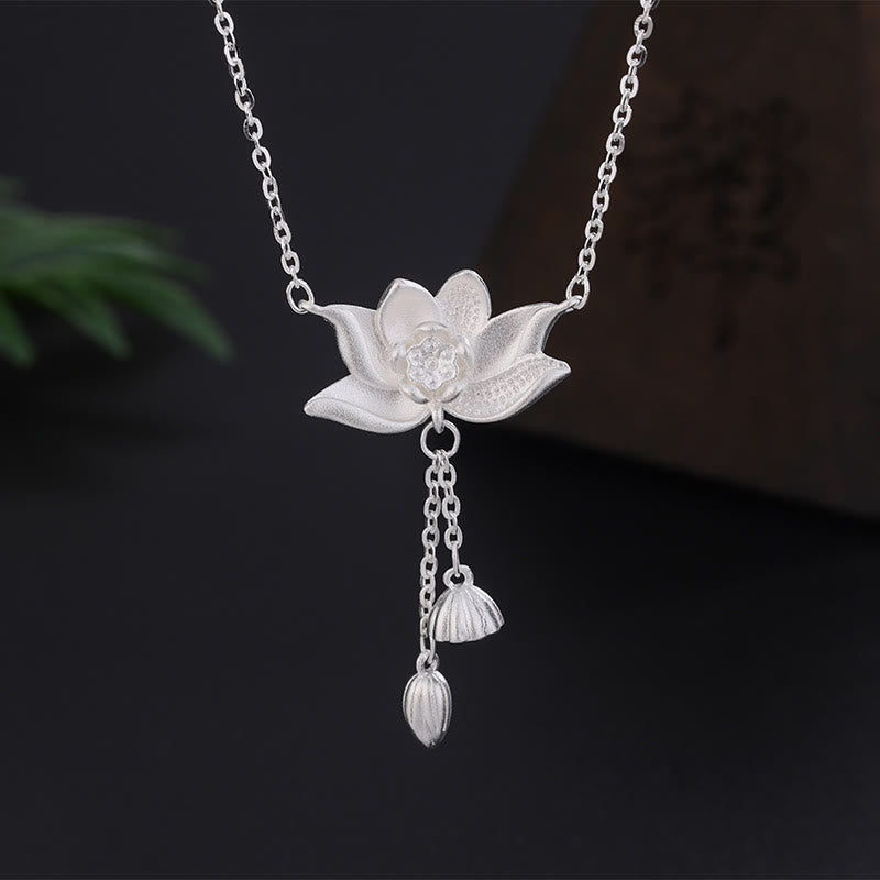 Nimara Ritual 999 Sterling Silver Lotus Flower Pod Carved Enlightenment Necklace Pendant