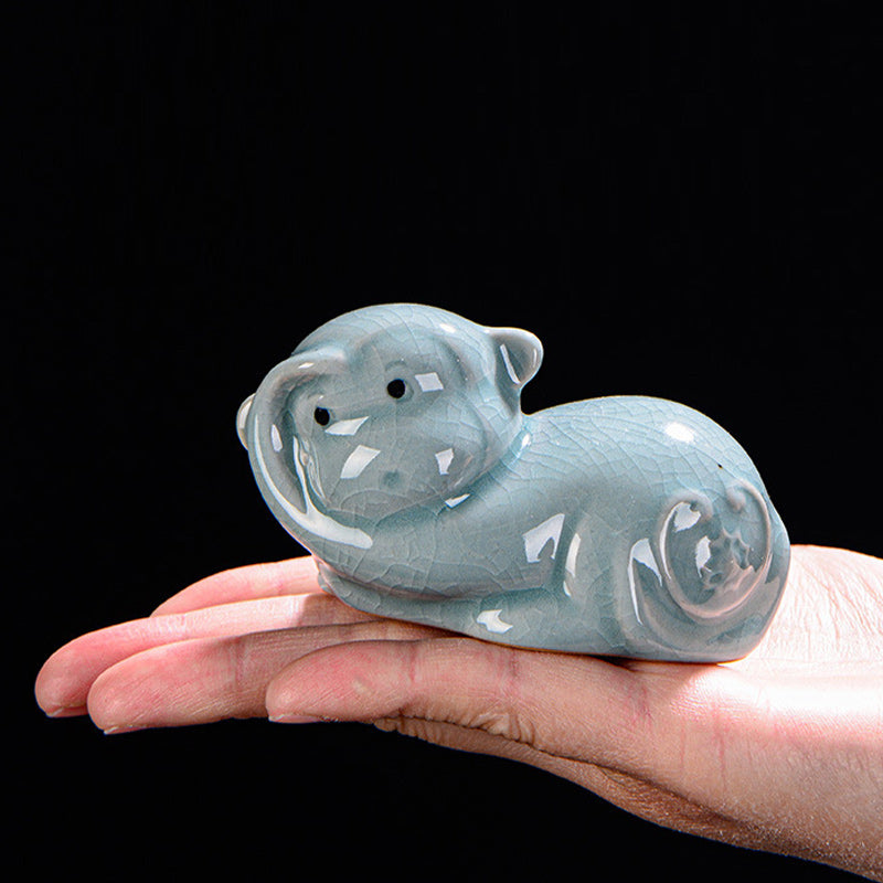 Nimara Ritual Chinese Zodiac Wealth Ceramic Tea Pet Home Figurine Decoration