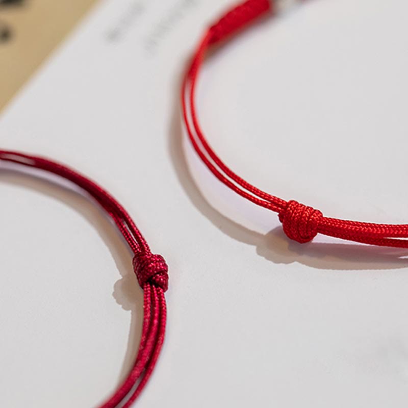 Nimara Ritual 925 Sterling Silver Luck Bead Protection Red String Thin Cord Braided Bracelet