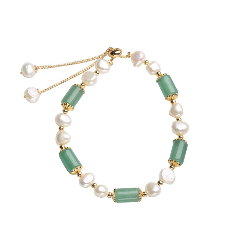 Nimara Ritual Green Aventurine Pearl Pink Crystal Bead Luck Bracelet