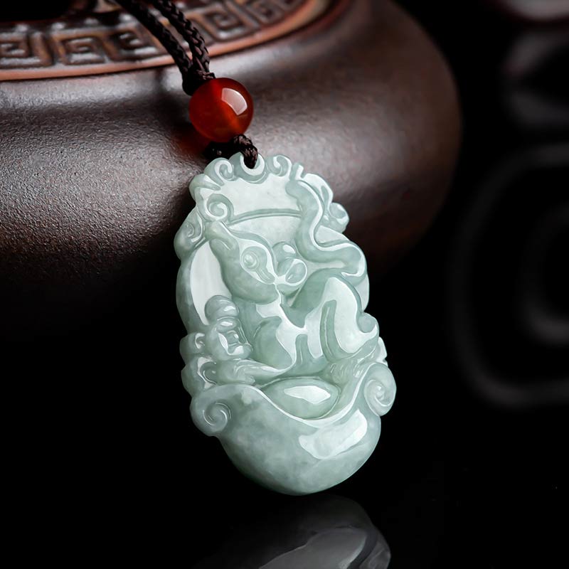 Nimara Ritual Natural Jade 12 Chinese Zodiac Sucess Pendant Necklace