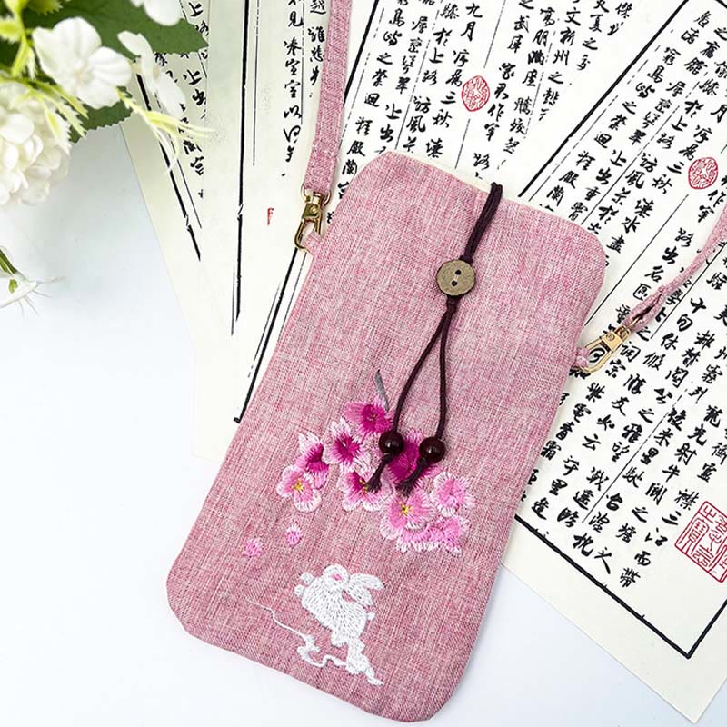 Nimara Ritual Small Embroidered Flowers Crossbody Bag Shoulder Bag Cellphone Bag 11*20cm