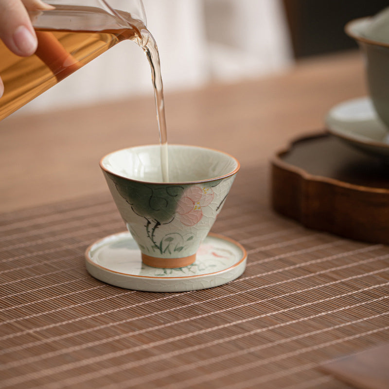 Nimara Ritual Persimmon Boat Koi Fish Lotus Ceramic Teacup Kung Fu Tea Cup 50ml