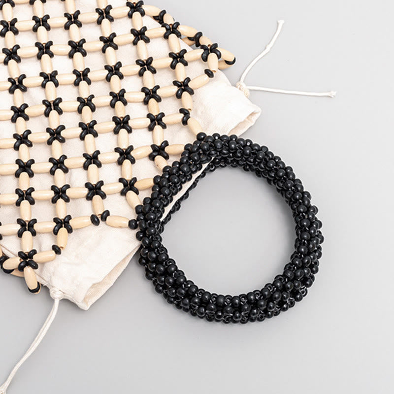 Nimara Ritual Hand-woven Lozenge Wooden Beads Handbag