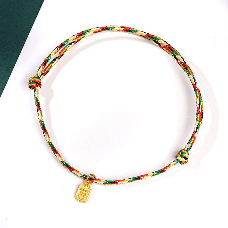 Nimara Ritual Auspicious Fu Character Peace And Joy Luck Handmade Multicolored Child Adult Bracelet