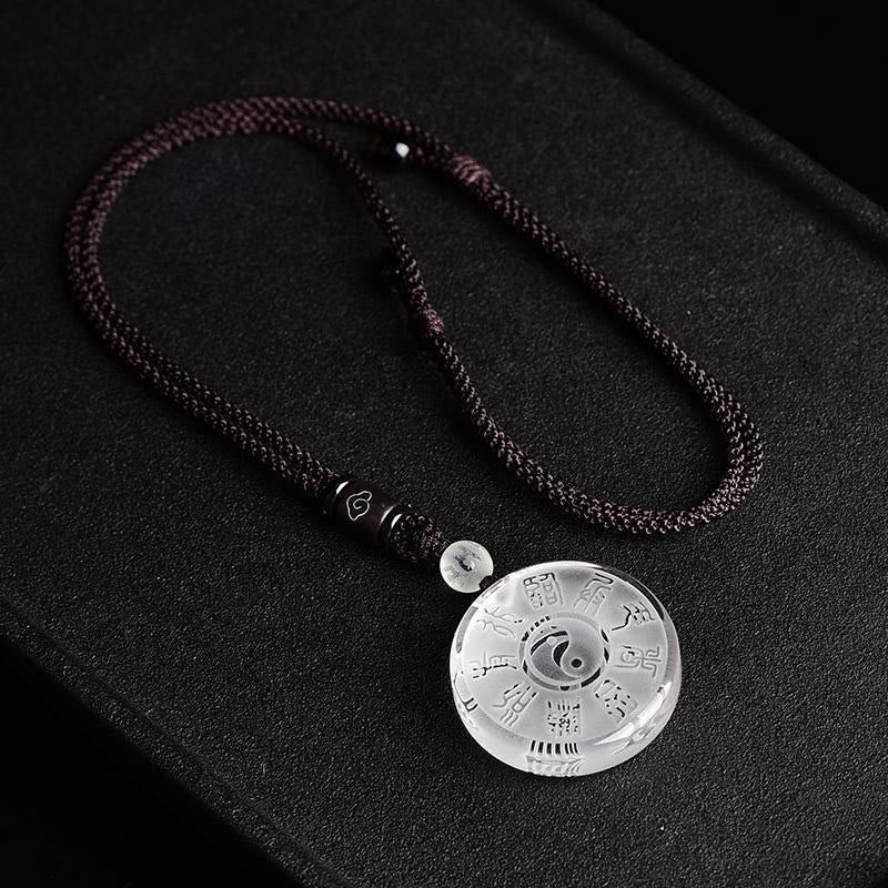 Nimara Ritual Taoism Five Sacred Mountains Yin Yang Symbol Liuli Crystal Balance Necklace Pendant Key Chain