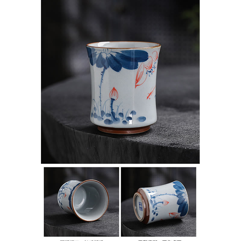 Nimara Ritual Lotus Flower Leaf Bamboo Ceramic Teacup Kung Fu Tea Cups
