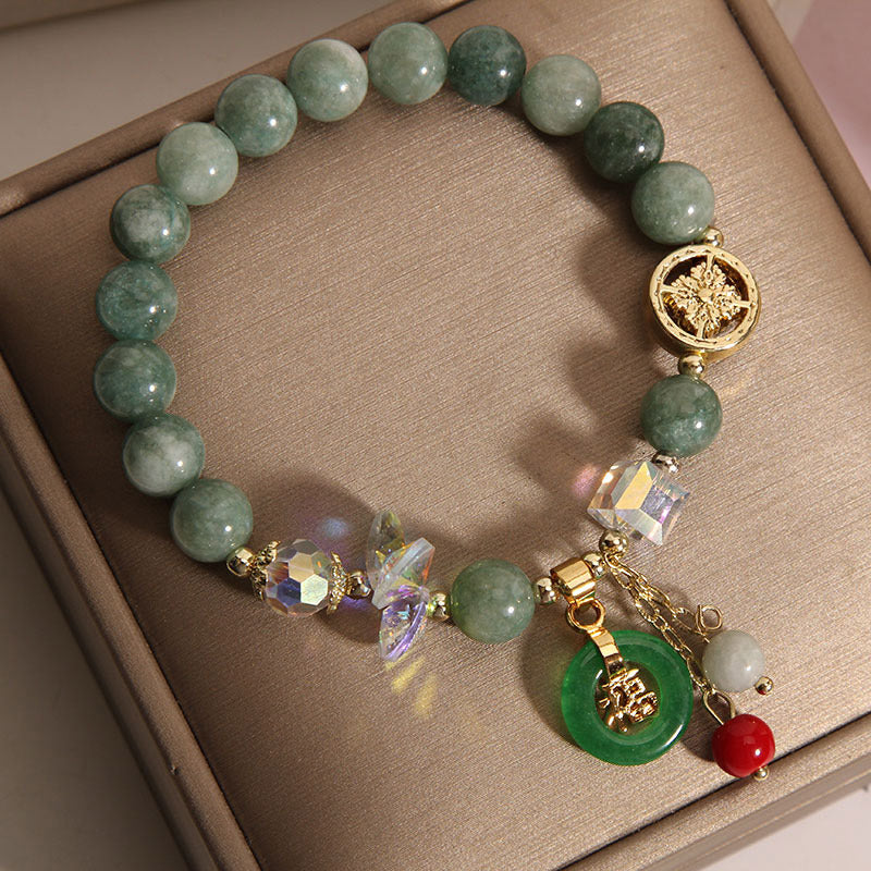 Nimara Ritual Strawberry Quartz Jade Fu Character Charm Healing Bracelet