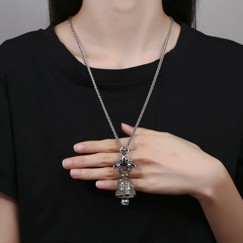 Nimara Ritual Tibetan Om Mani Padme Hum Dorje Vajra Bell Strength Necklace Pendant