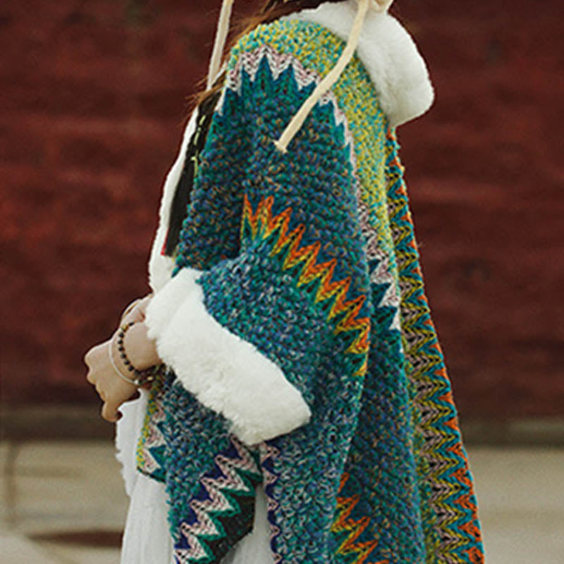 Nimara Ritual Tibetan Multicolored Striped Shawl Winter Cozy Travel Scarf Wrap