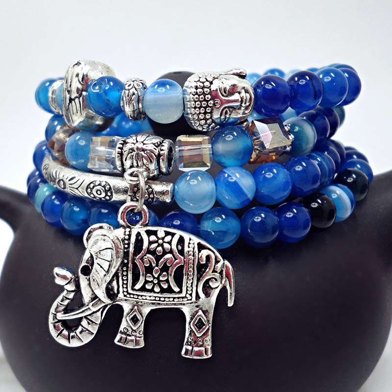 Nimara Ritual Natural Agate Elephant Buddha Hope Bracelet