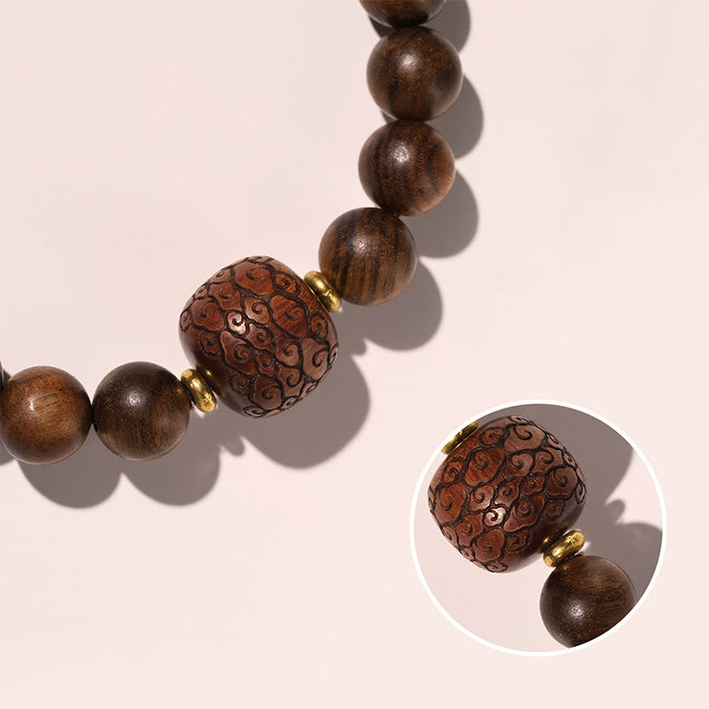 Nimara Ritual Rosewood Auspicious Clouds Totem Fu Character Bamboo Pattern Warmth Bracelet