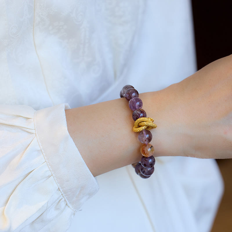 Nimara Ritual Purple Phantom Copper Gold-plated Dragon Wisdom Bracelet