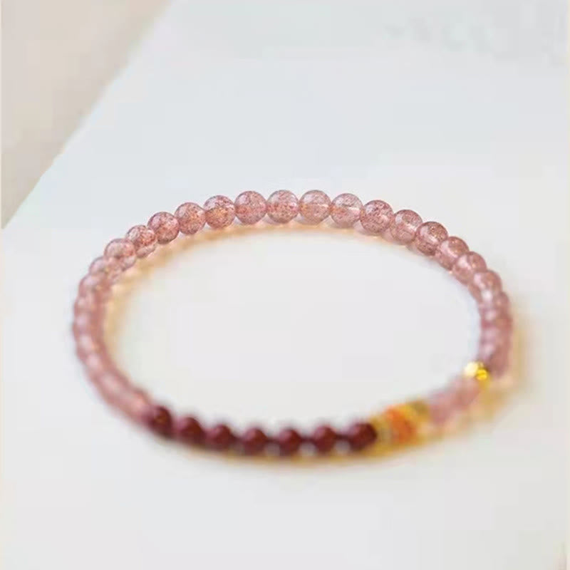 Nimara Ritual Natural Strawberry Quartz Cinnabar Lucky Koi Fish Healing Bracelet