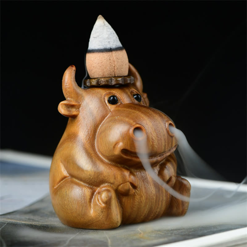Nimara Ritual Green Sandalwood Cute Calf Pattern Meditation Backflow Incense Burner Decoration