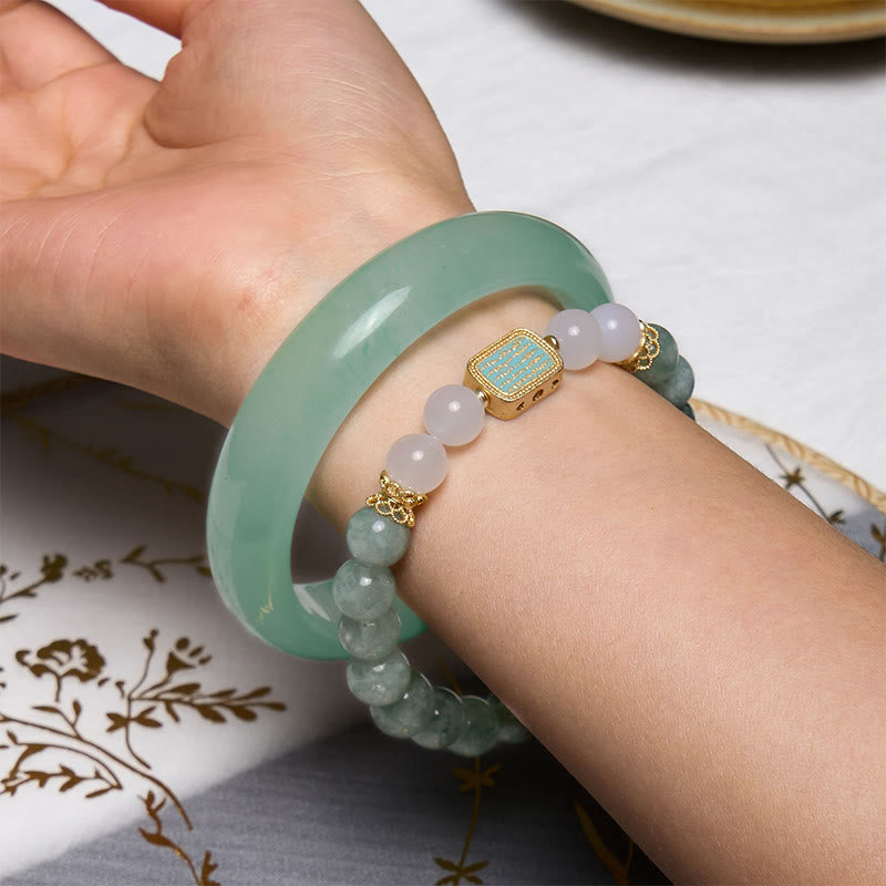 Nimara Ritual Promote New Beginnings Mint Green Jade Bracelet Bangle Bundle