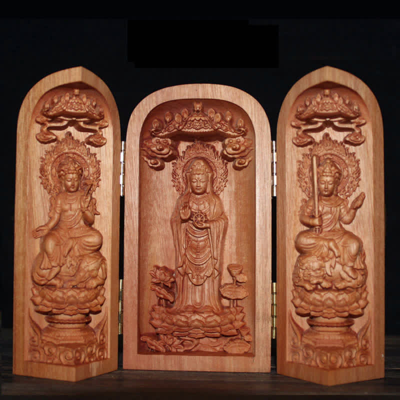 Nimara Ritual Avalokitesvara Kwan Yin Buddha Cherry Wood Compassion Home Decoration Altar