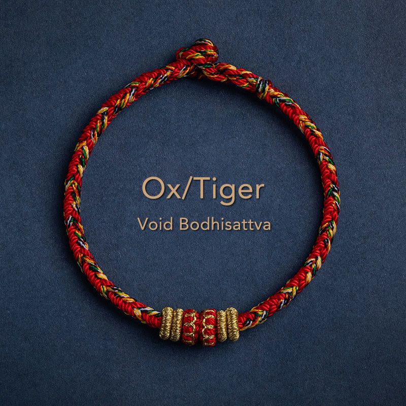 Nimara Ritual Tibet Handmade Chinese Zodiac Natal Buddha Luck Strength Braided String Bracelet