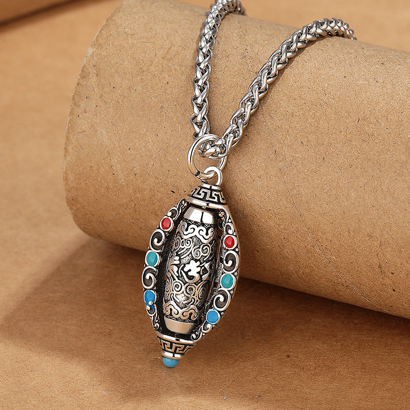 Nimara Ritual Tibetan Om Mani Padme Hum Purity Rotatable Necklace Pendant