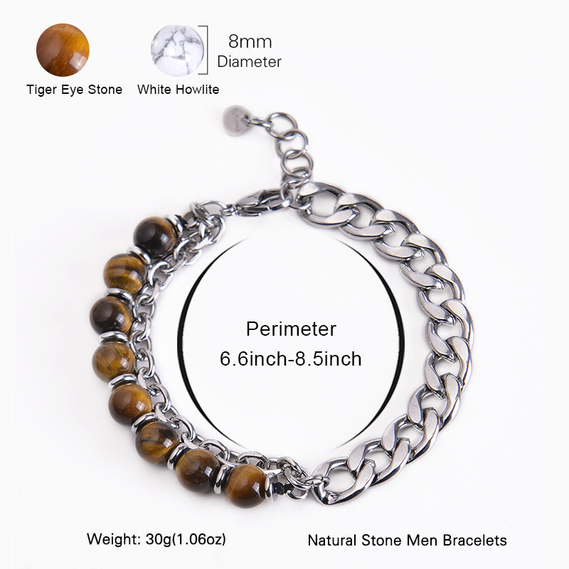 Nimara Ritual Tiger Eye Picasso Jasper Frosted Stone Strength Bracelet
