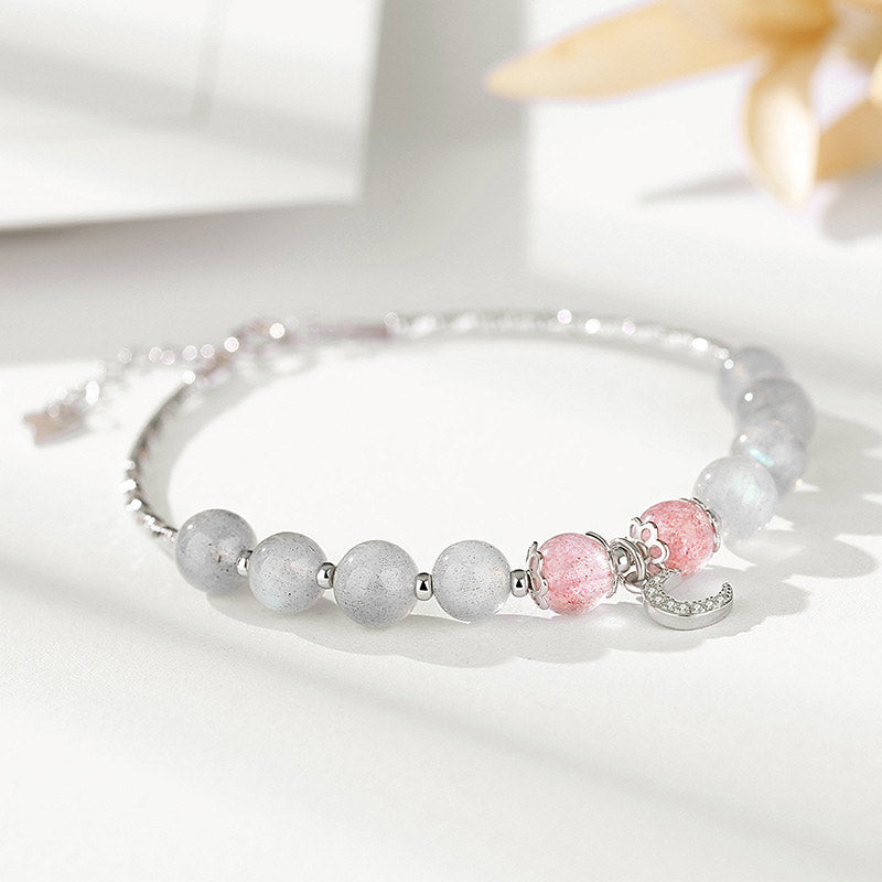 Nimara Ritual Strawberry Quartz Moonstone Luck Moon Charm Bracelet