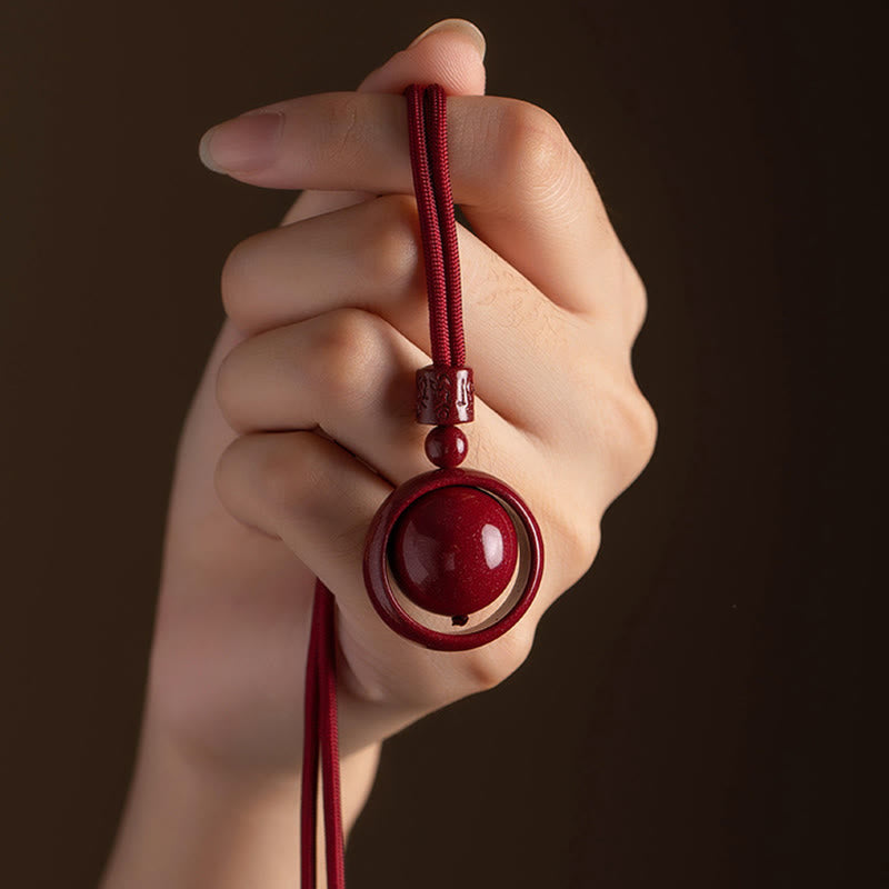 Nimara Ritual Cinnabar Om Mani Padme Hum PiXiu Blessing Lucky Bead Necklace Pendant