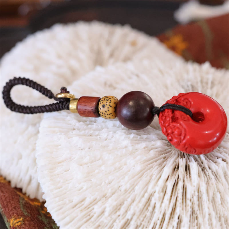Nimara Ritual Natural Cinnabar PiXiu Peace Buckle Blessing Car Key Chain