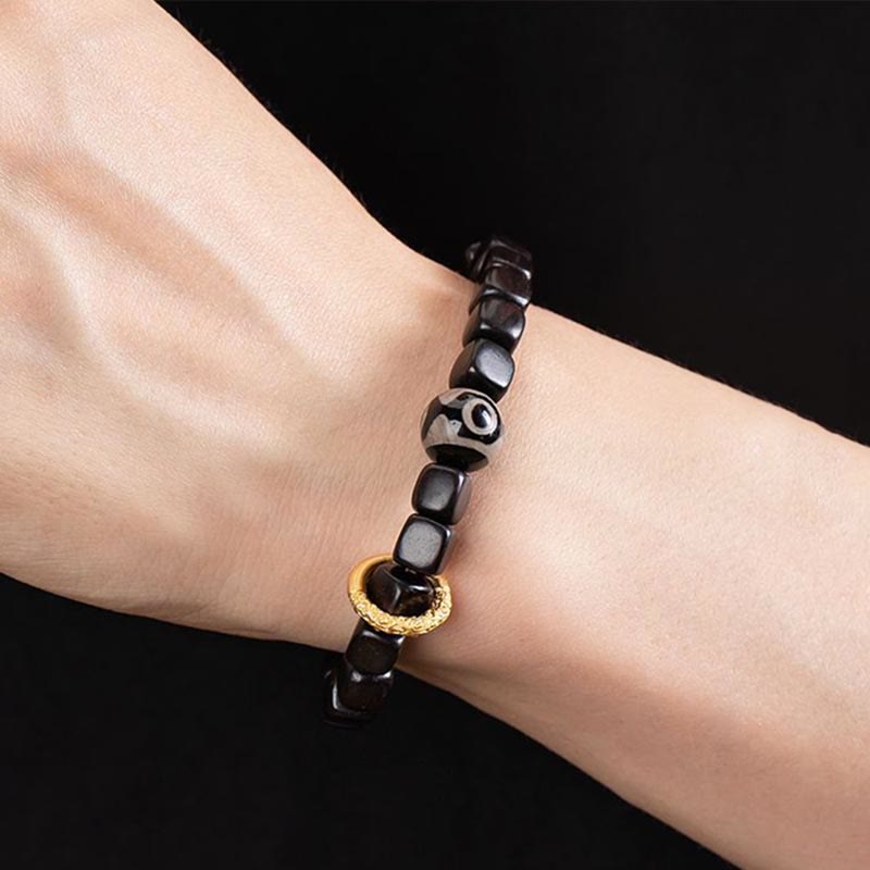 Nimara Ritual Tibetan Ebony Wood Dzi Bead Balance Calm Bracelet