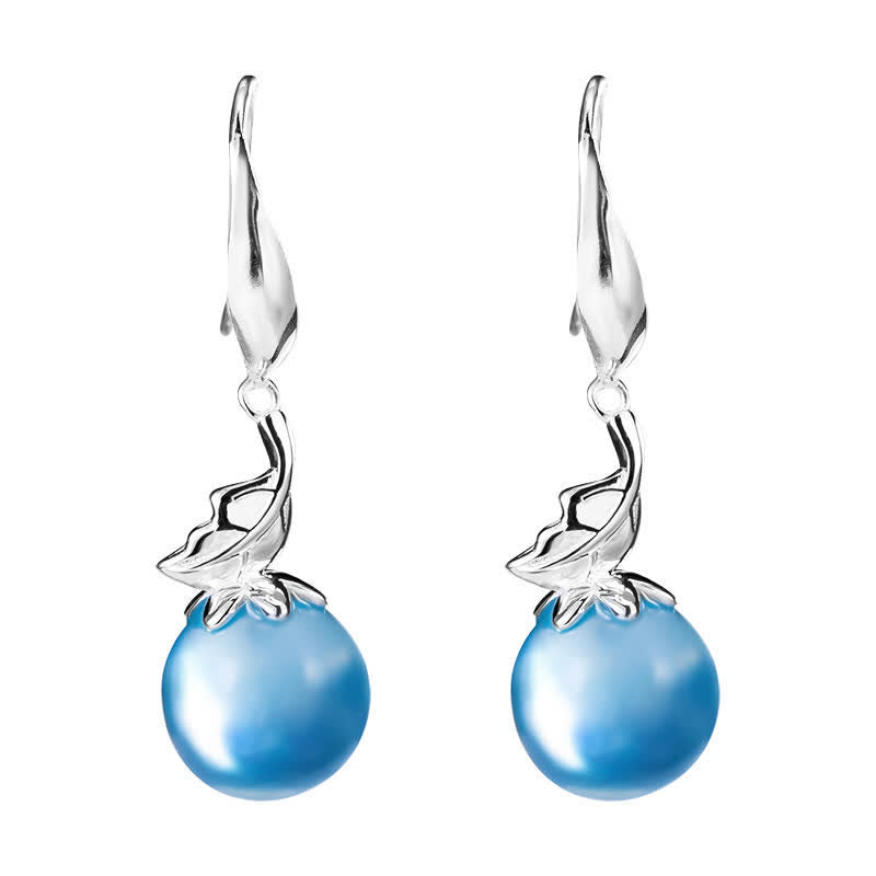 Nimara Ritual 925 Sterling Silver Natural Aquamarine Leaf Flower Peace Earrings Necklace