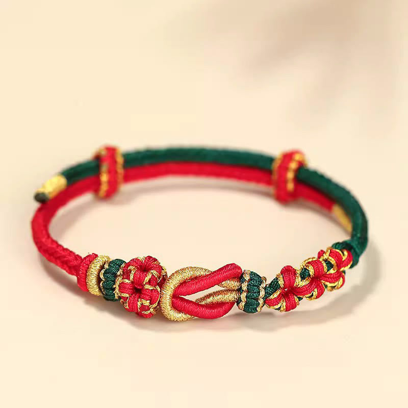 Nimara Ritual Handmade Peach Blossom Knot Eight Thread Peace Knot Luck Protection Bracelet