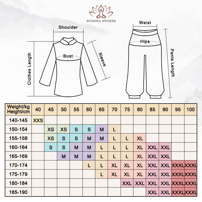 Nimara Ritual Simple Pattern Meditation Prayer Spiritual Zen Tai Chi Qigong Practice Unisex Clothing Set