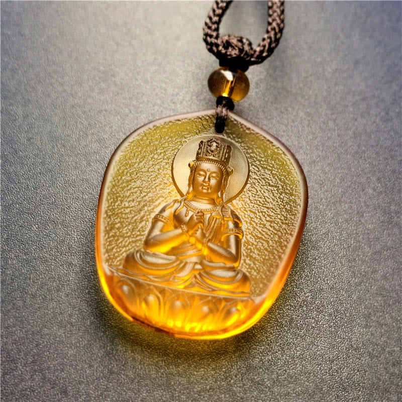 Nimara Ritual Chinese Zodiac Natal Buddha Blessing Liuli Crystal Compassion Necklace Pendant