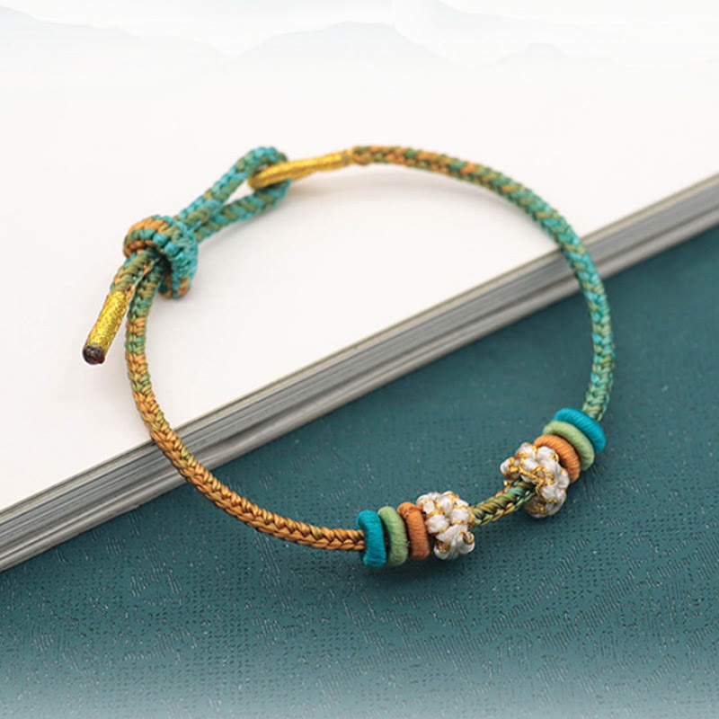 Nimara Ritual Handmade Eight Thread Peace Knot Peach Blossom Knot Luck Rope Braided Bracelet