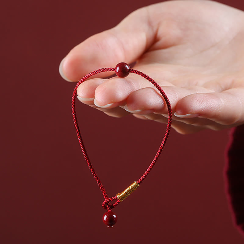 Nimara Ritual Natural Cinnabar Red Agate Blessing Red String Bracelet