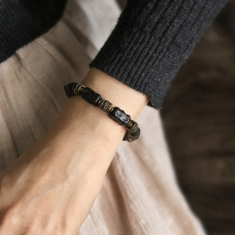 Nimara Ritual Tibetan Ebony Wood Copper Calm Peace Bracelet