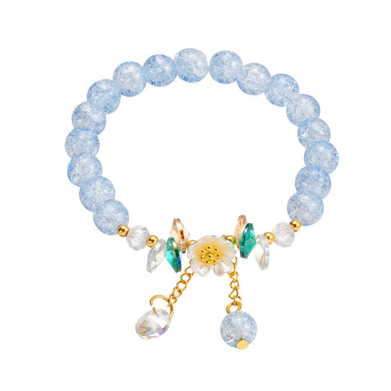 Nimara Ritual Simple Design Flower Charm Glass Bead Bracelet