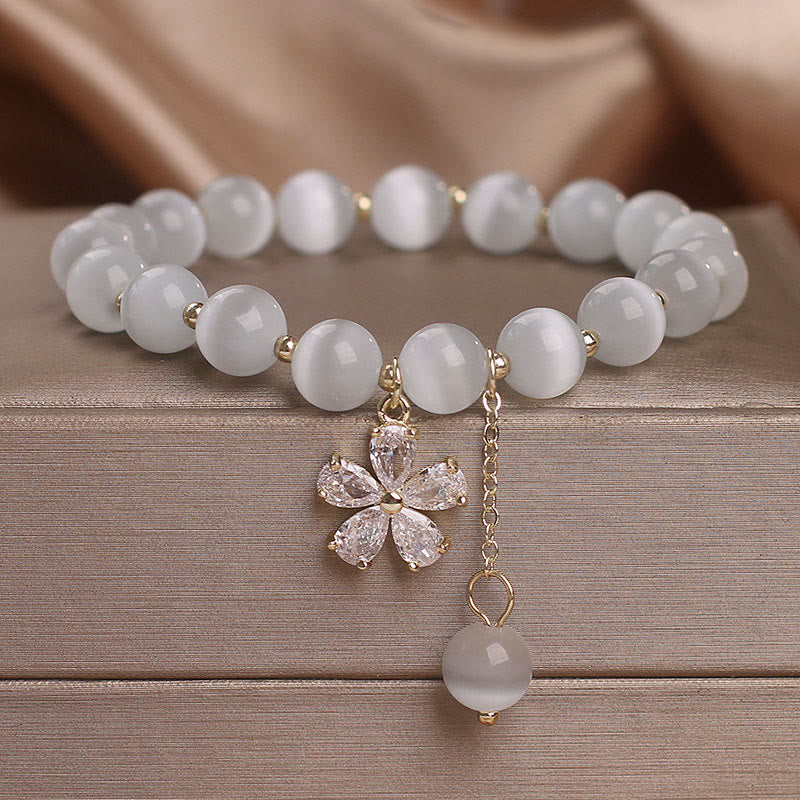 Nimara Ritual Cat's Eye Flower Charm Peace Support Bracelet