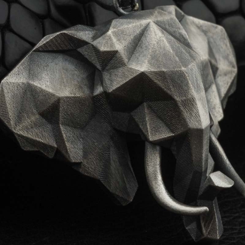 Nimara Ritual Elephant Pewter Titanium Steel Strength Necklace Pendant