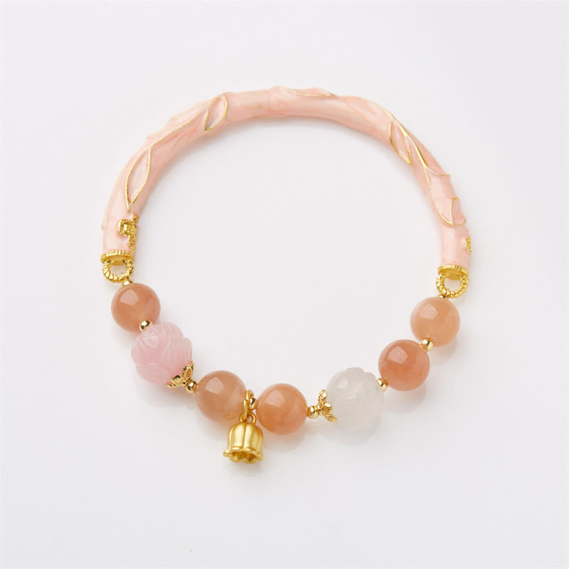 Nimara Ritual Sun Stone Golden Silk Jade Lily of the Valley Charm Positive Bracelet Bangle