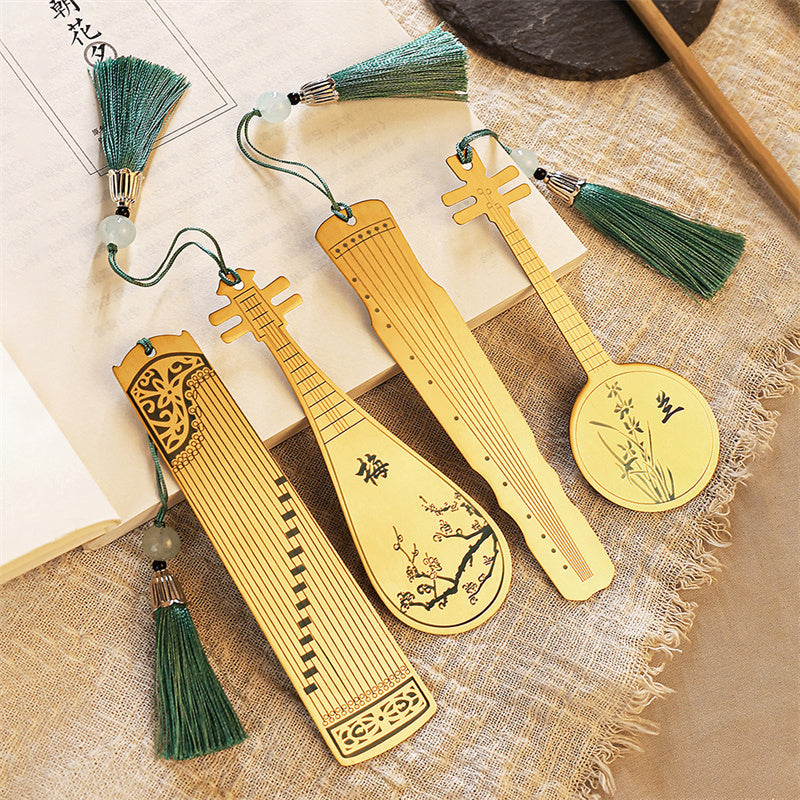 Nimara Ritual Classical Musical Instruments Pipa Guzheng Guqin Ruan Metal Bookmarks Tassel With Gift Box
