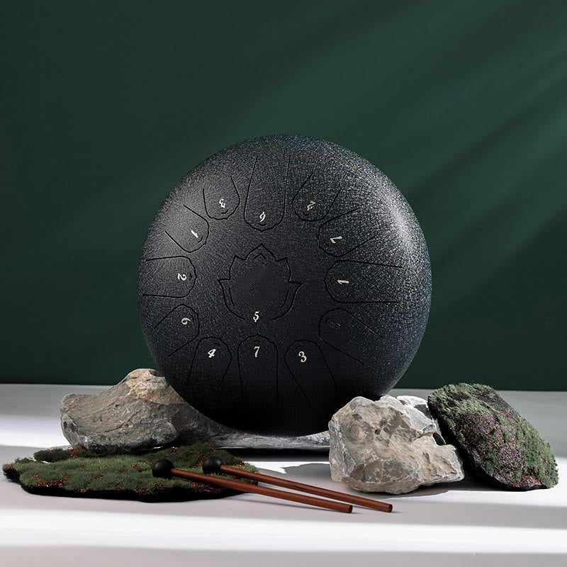 Nimara Ritual Steel Tongue Drum Sound Healing Mindfulness Lotus Pattern Yoga Drum Kit 13 Note 12 Inch Percussion Instrument