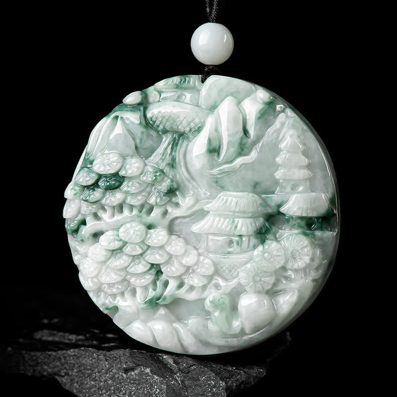 Nimara Ritual Mountain Landscape Jade Abundance String Necklace