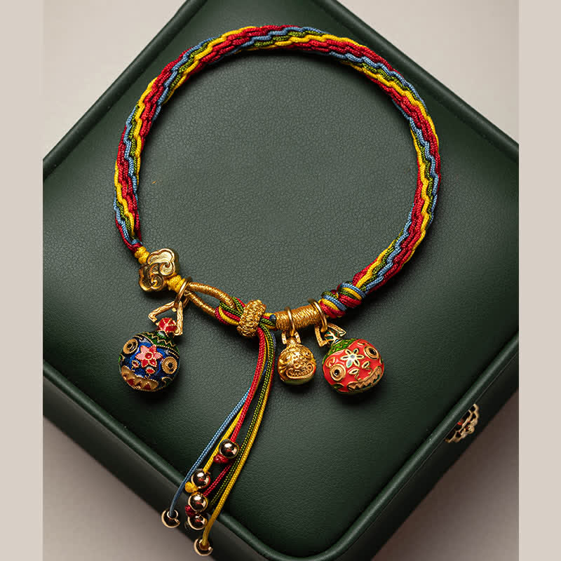 Nimara Ritual Gold Swallowing Beast Family Luck Reincarnation Knot Colorful String Bracelet