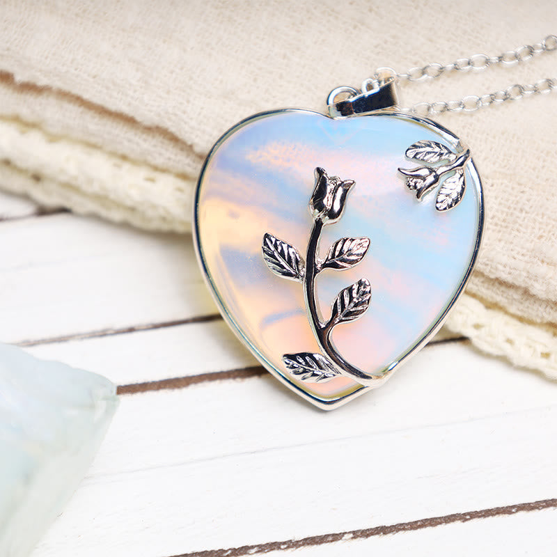 Nimara Ritual Natural Healing Crystals Heart Pendant Necklaces