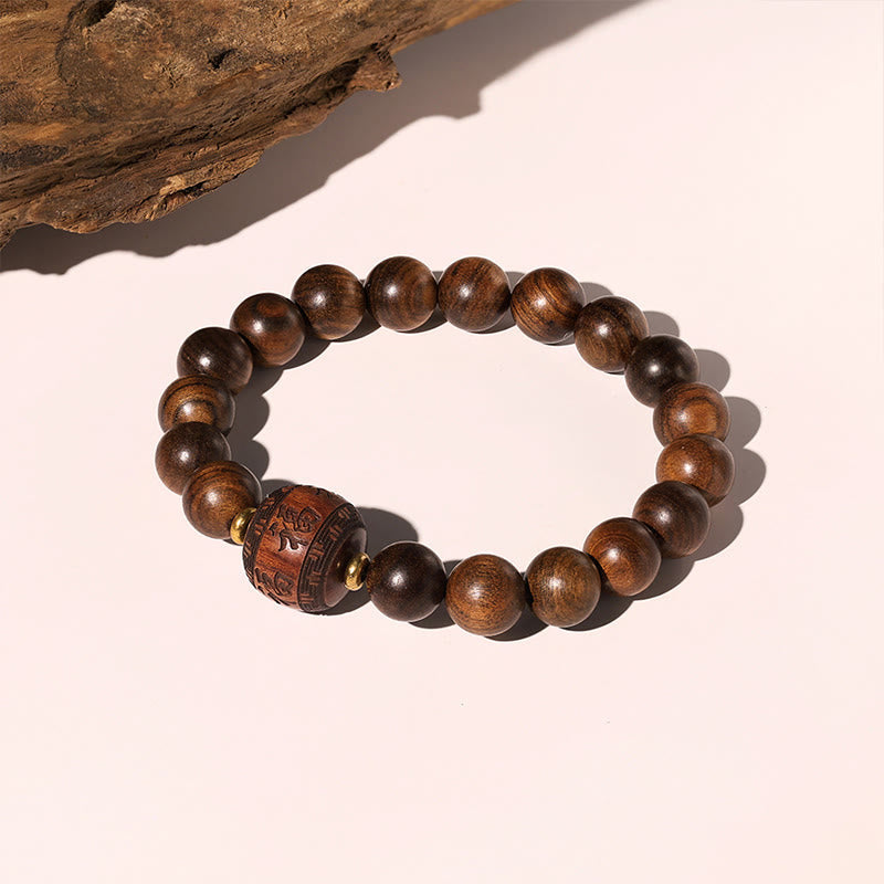 Nimara Ritual Rosewood Auspicious Clouds Totem Fu Character Bamboo Pattern Warmth Bracelet